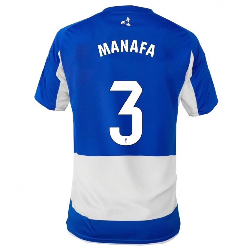 Danxen Homme Maillot Wilson Manafa #3 Bleu Blanc Tenues Extérieur 2025/26 T-Shirt