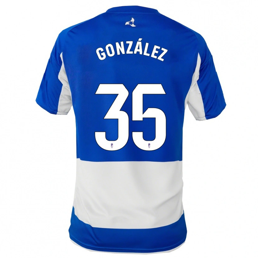 Danxen Homme Maillot Isra González #35 Bleu Blanc Tenues Extérieur 2025/26 T-Shirt