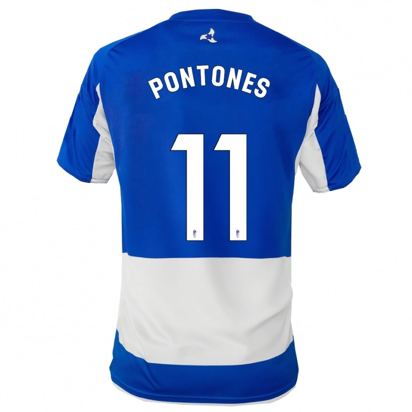 Danxen Homme Maillot Juan Carlos Pontones #11 Bleu Blanc Tenues Extérieur 2025/26 T-Shirt