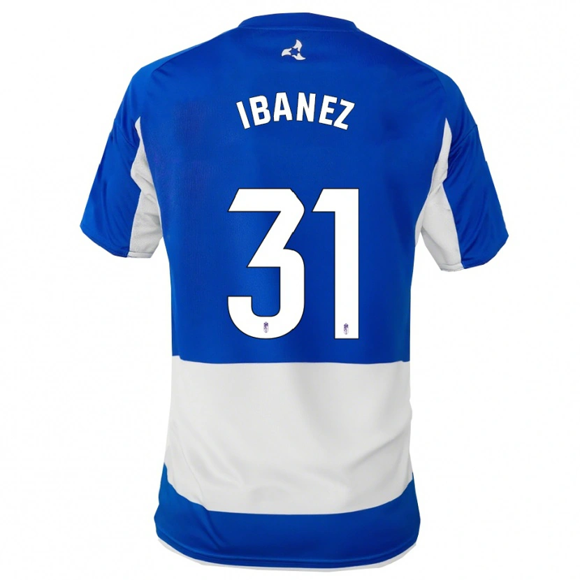 Danxen Homme Maillot Alba Ibáñez #31 Bleu Blanc Tenues Extérieur 2025/26 T-Shirt