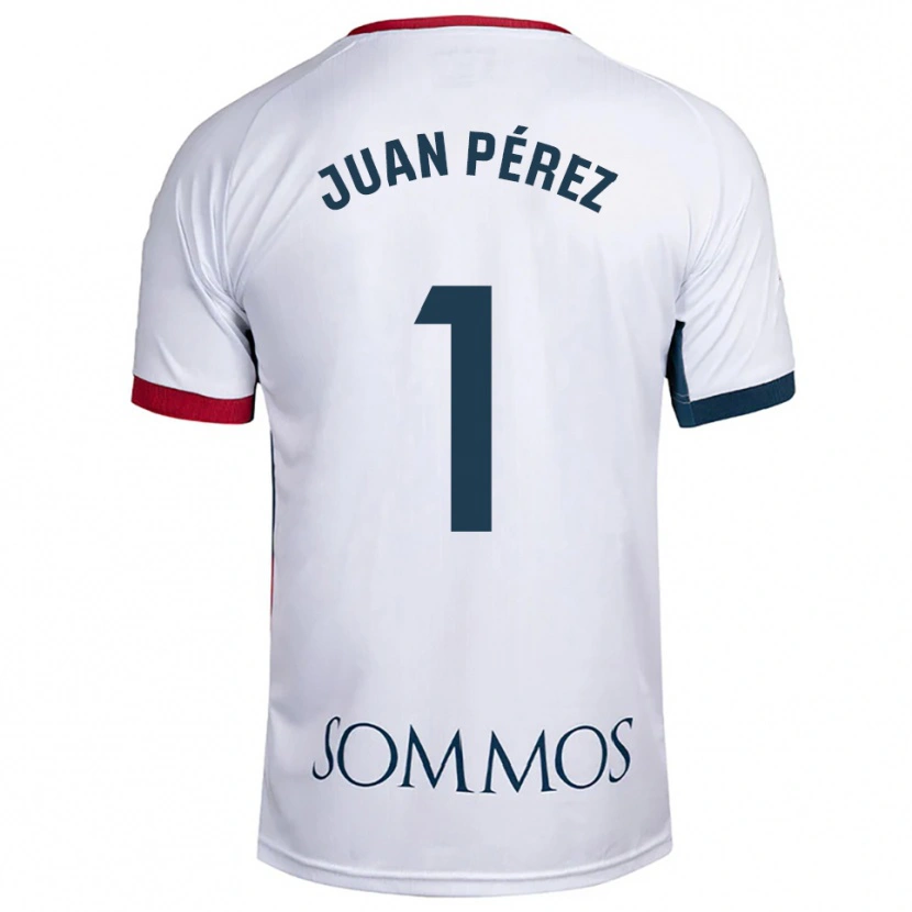 Danxen Homme Maillot Juan Pérez #1 Blanc Rouge Tenues Extérieur 2025/26 T-Shirt