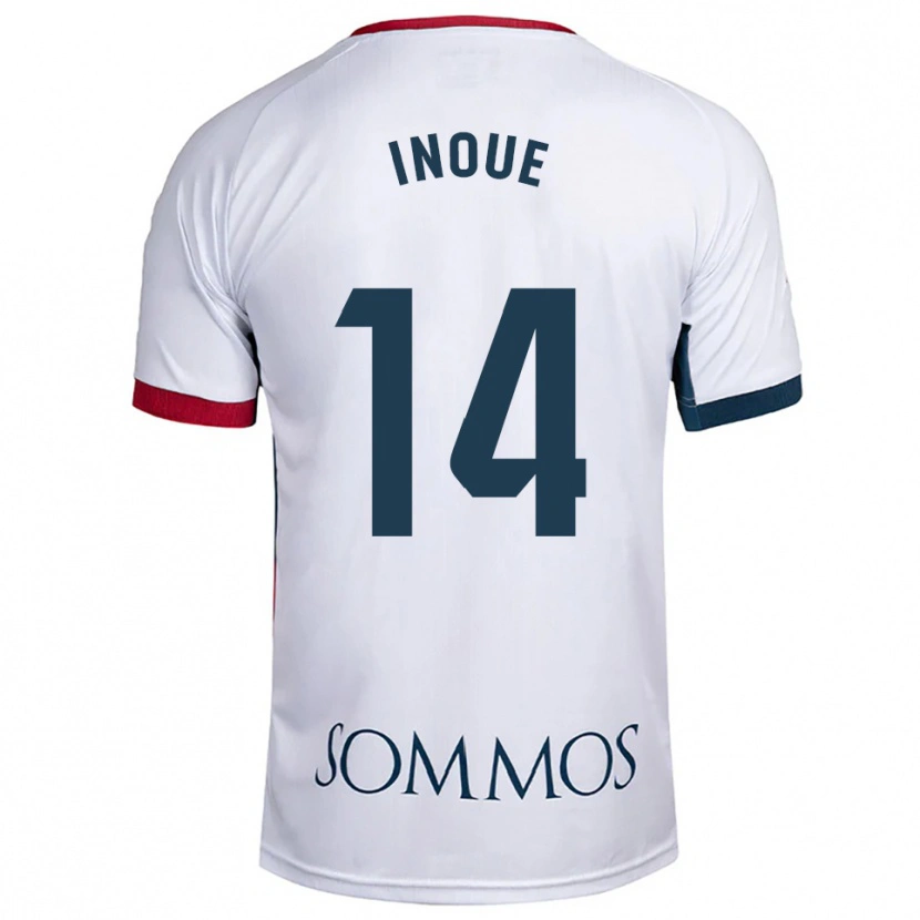 Danxen Homme Maillot Moe Inoue #14 Blanc Rouge Tenues Extérieur 2025/26 T-Shirt
