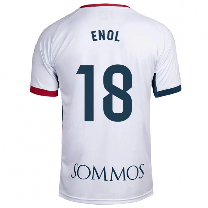 Danxen Homme Maillot Enol Rodríguez #18 Blanc Rouge Tenues Extérieur 2025/26 T-Shirt