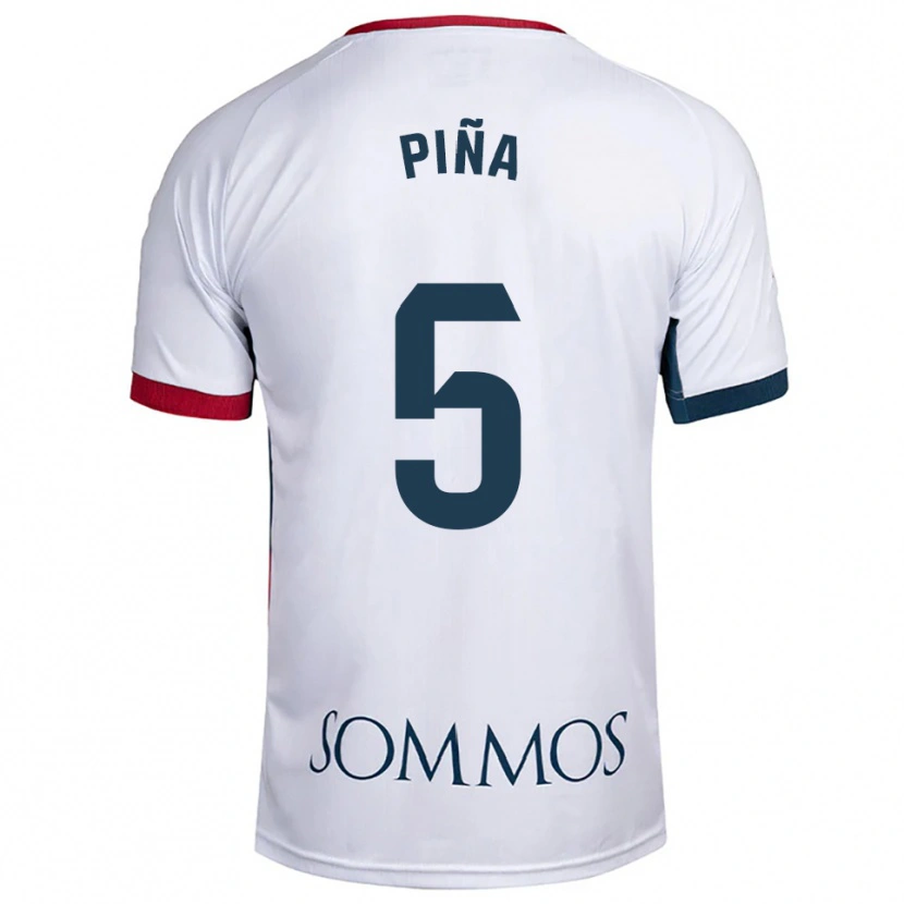 Danxen Homme Maillot Piña #5 Blanc Rouge Tenues Extérieur 2025/26 T-Shirt
