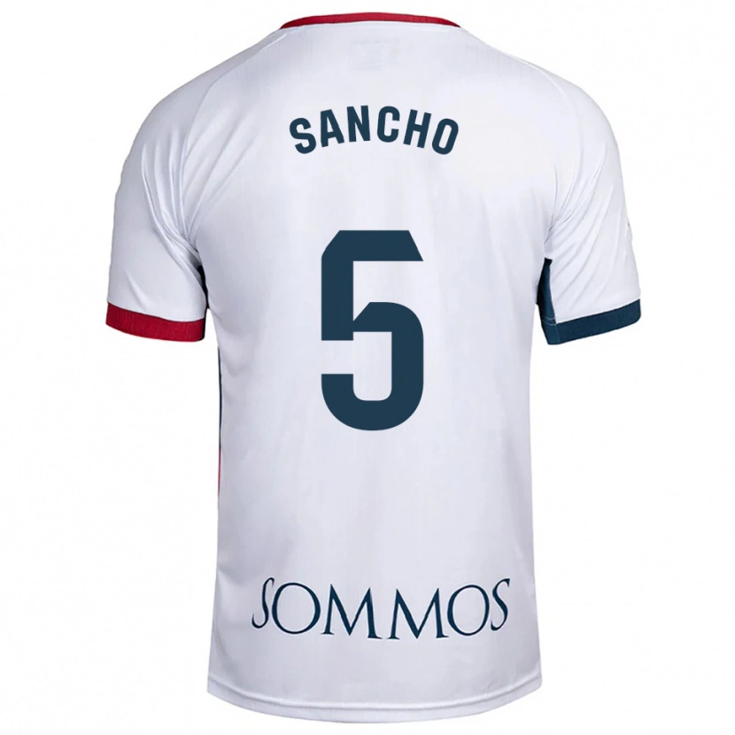 Danxen Homme Maillot Esther Sancho #5 Blanc Rouge Tenues Extérieur 2025/26 T-Shirt