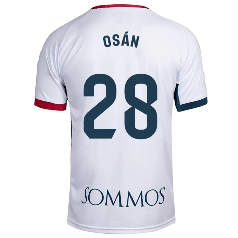 Danxen Homme Maillot Pablo Osán #28 Blanc Rouge Tenues Extérieur 2025/26 T-Shirt