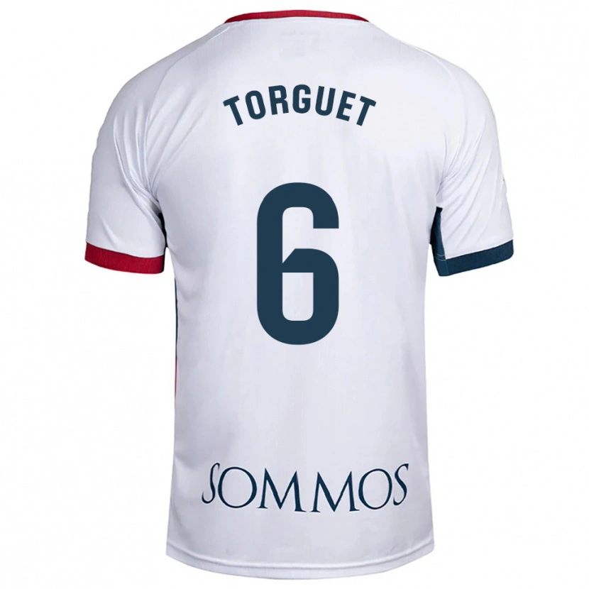 Danxen Homme Maillot Miguel Torguet #6 Blanc Rouge Tenues Extérieur 2025/26 T-Shirt