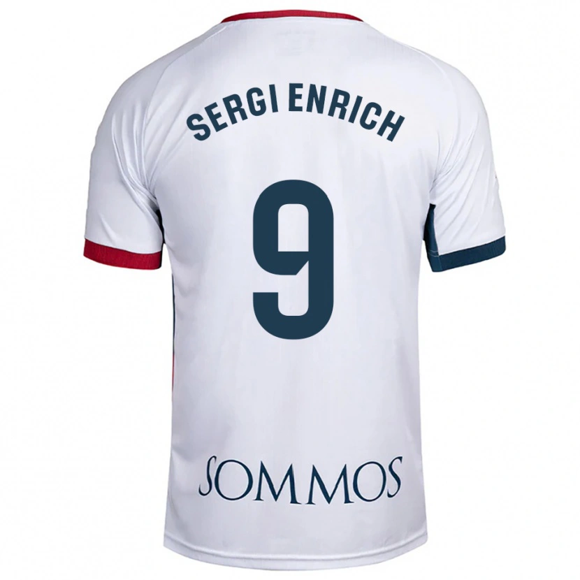 Danxen Homme Maillot Sergi Enrich #9 Blanc Rouge Tenues Extérieur 2025/26 T-Shirt