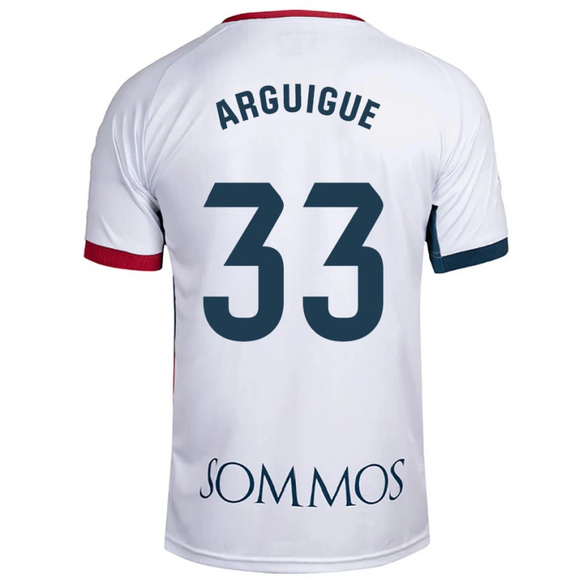 Danxen Homme Maillot Ayman Arguigue #33 Blanc Rouge Tenues Extérieur 2025/26 T-Shirt