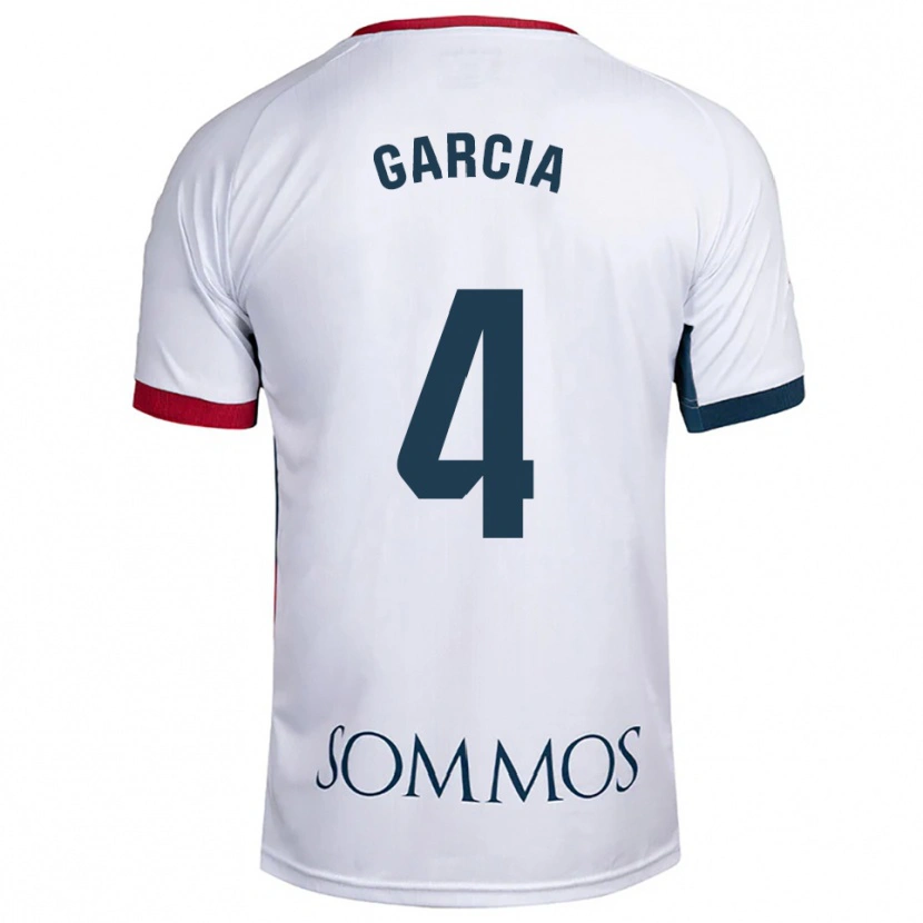 Danxen Homme Maillot Nacho García #4 Blanc Rouge Tenues Extérieur 2025/26 T-Shirt