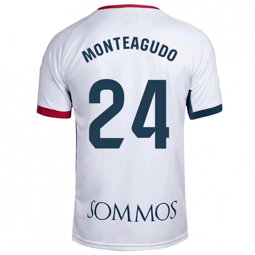 Danxen Homme Maillot Miguel Monteagudo #24 Blanc Rouge Tenues Extérieur 2025/26 T-Shirt