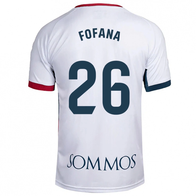 Danxen Homme Maillot Tumani Fofana #26 Blanc Rouge Tenues Extérieur 2025/26 T-Shirt
