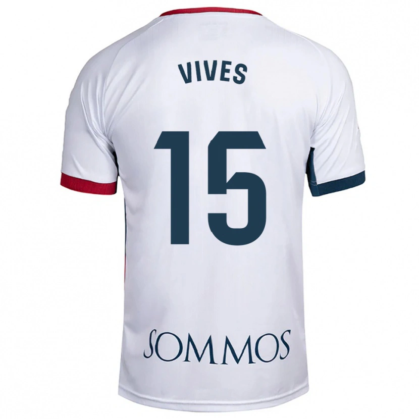 Danxen Homme Maillot Helena Vives #15 Blanc Rouge Tenues Extérieur 2025/26 T-Shirt