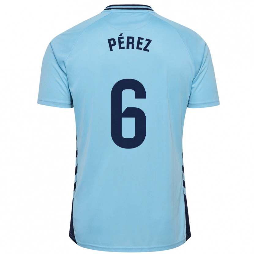 Danxen Homme Maillot Yoni Pérez #6 Bleu Ciel Tenues Extérieur 2025/26 T-Shirt