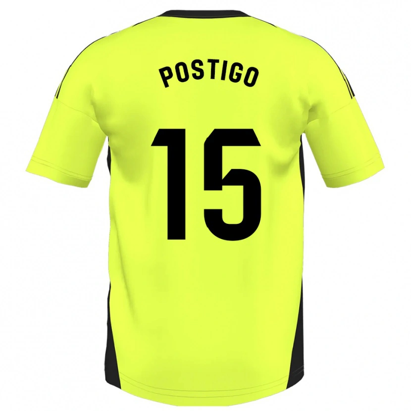 Danxen Homme Maillot Sergio Postigo #15 Jaune Fluorescent Tenues Extérieur 2025/26 T-Shirt
