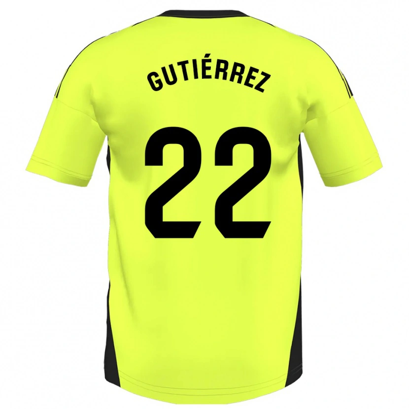 Danxen Homme Maillot Juan Gutiérrez #22 Jaune Fluorescent Tenues Extérieur 2025/26 T-Shirt