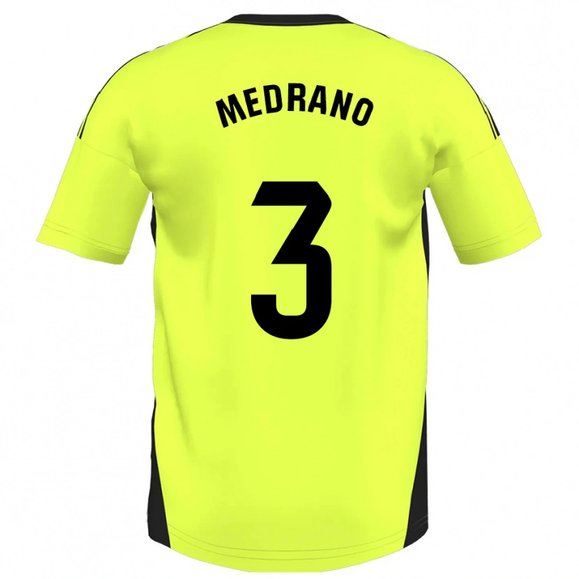 Danxen Homme Maillot Fernando Medrano #3 Jaune Fluorescent Tenues Extérieur 2025/26 T-Shirt