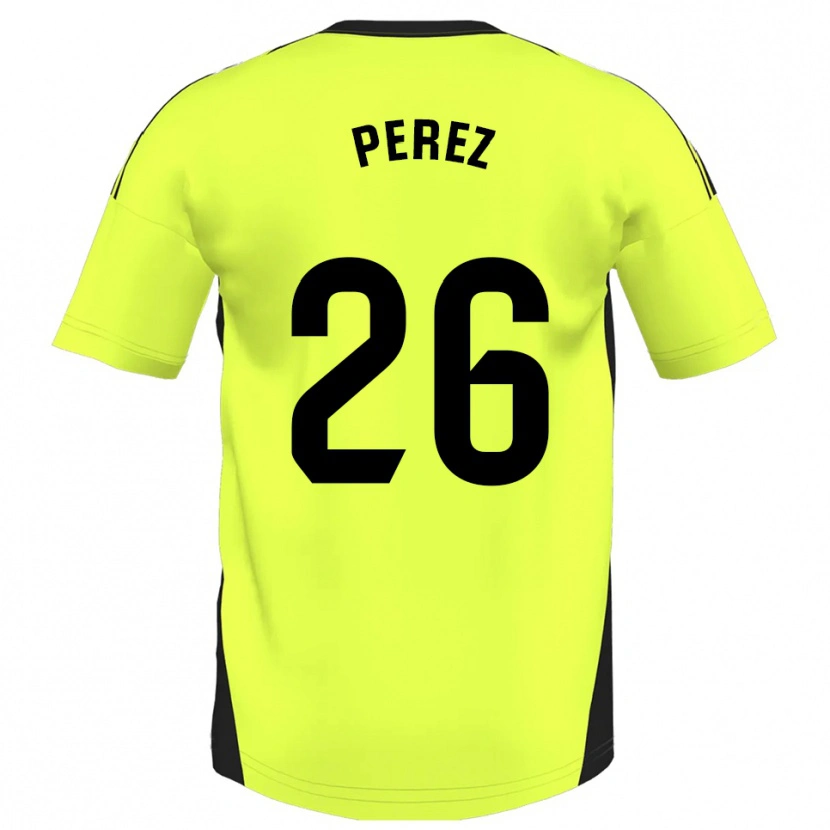 Danxen Homme Maillot Pablo Pérez #26 Jaune Fluorescent Tenues Extérieur 2025/26 T-Shirt