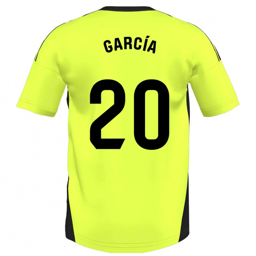 Danxen Homme Maillot Alberto García #20 Jaune Fluorescent Tenues Extérieur 2025/26 T-Shirt