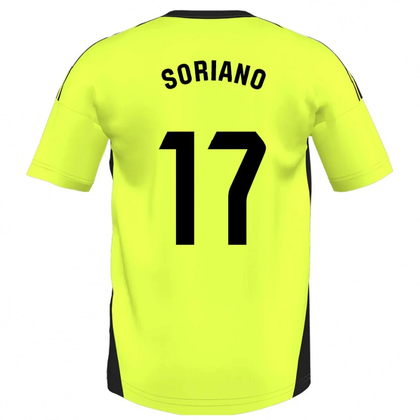 Danxen Homme Maillot Adrián Soriano #17 Jaune Fluorescent Tenues Extérieur 2025/26 T-Shirt