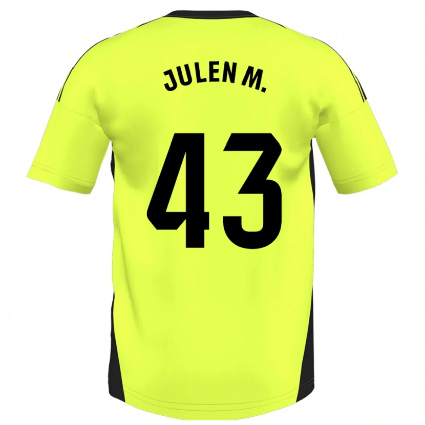 Danxen Homme Maillot Julen Martínez #43 Jaune Fluorescent Tenues Extérieur 2025/26 T-Shirt