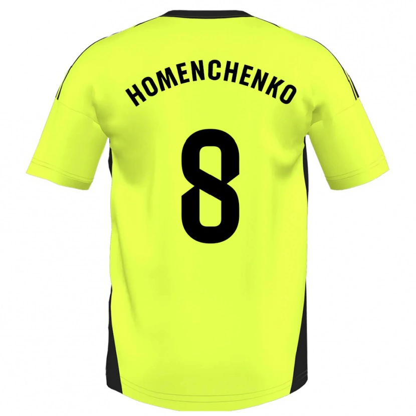 Danxen Homme Maillot Santiago Homenchenko #8 Jaune Fluorescent Tenues Extérieur 2025/26 T-Shirt