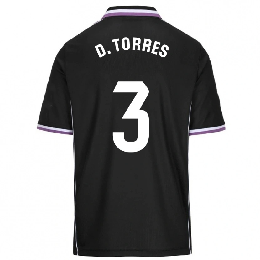 Danxen Homme Maillot David Torres #3 Violet Noir Tenues Extérieur 2025/26 T-Shirt