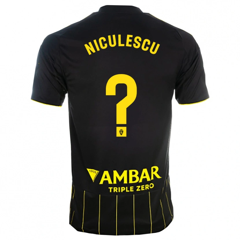 Danxen Homme Maillot Andrei Niculescu #0 Noir Jaune Tenues Extérieur 2025/26 T-Shirt
