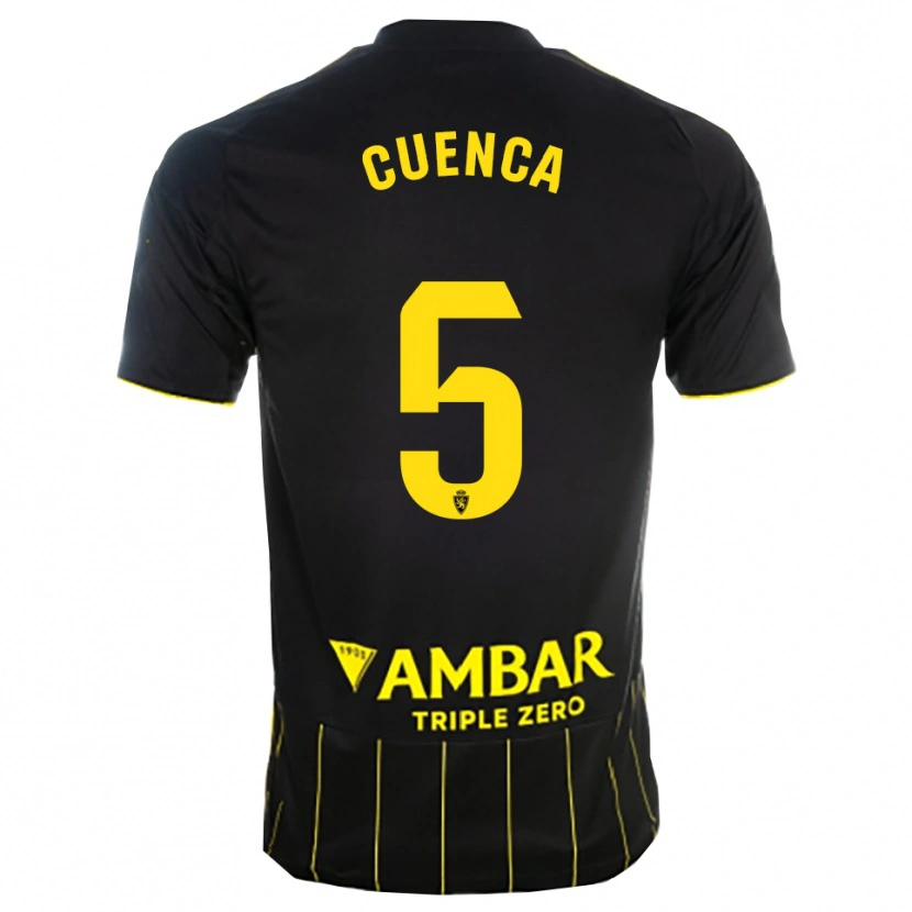 Danxen Homme Maillot Marcos Cuenca #5 Noir Jaune Tenues Extérieur 2025/26 T-Shirt