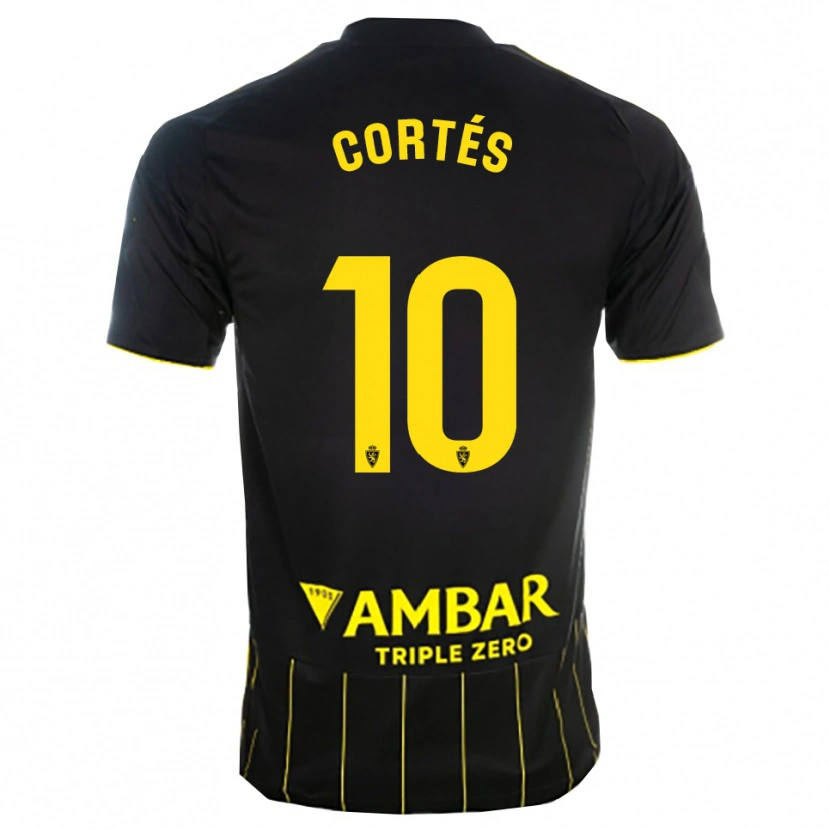 Danxen Homme Maillot Pablo Cortés #10 Noir Jaune Tenues Extérieur 2025/26 T-Shirt