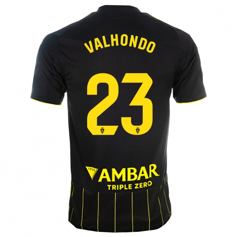 Danxen Homme Maillot Marcos Valhondo #23 Noir Jaune Tenues Extérieur 2025/26 T-Shirt