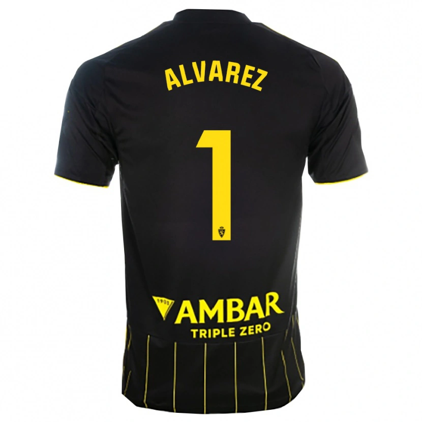 Danxen Homme Maillot Cristian Álvarez #1 Noir Jaune Tenues Extérieur 2025/26 T-Shirt
