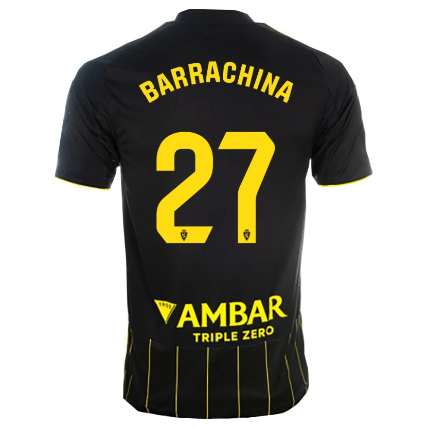 Danxen Homme Maillot Hugo Barrachina #27 Noir Jaune Tenues Extérieur 2025/26 T-Shirt