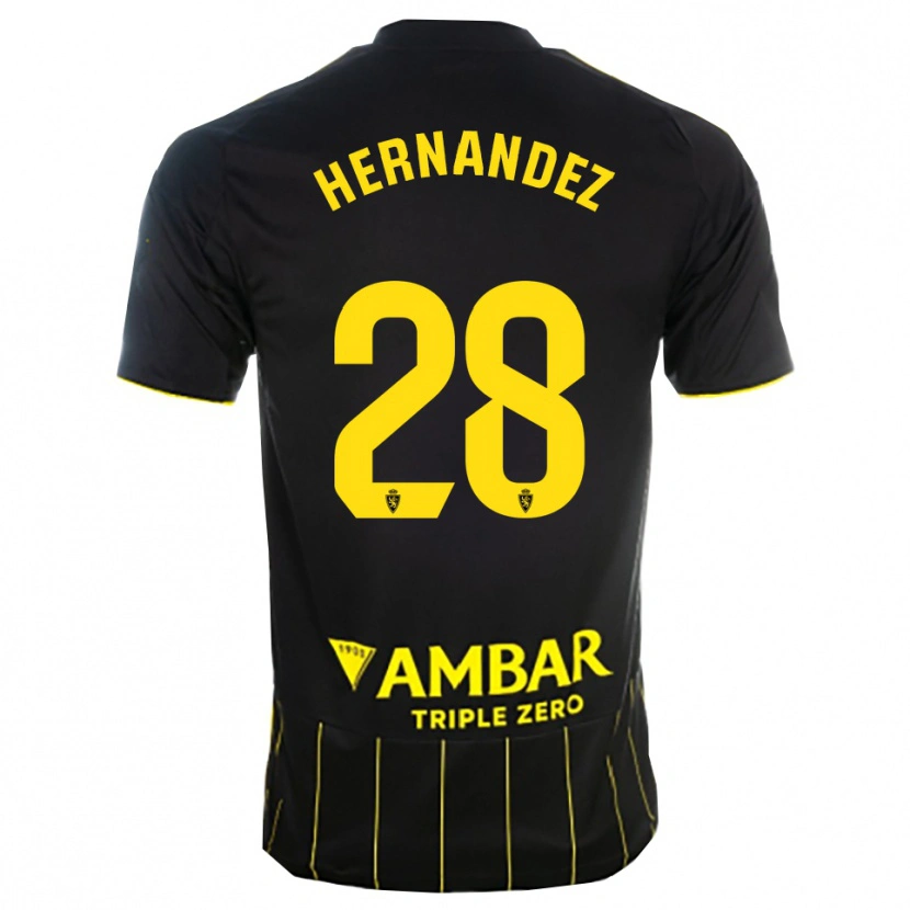 Danxen Homme Maillot Diego Hernández #28 Noir Jaune Tenues Extérieur 2025/26 T-Shirt