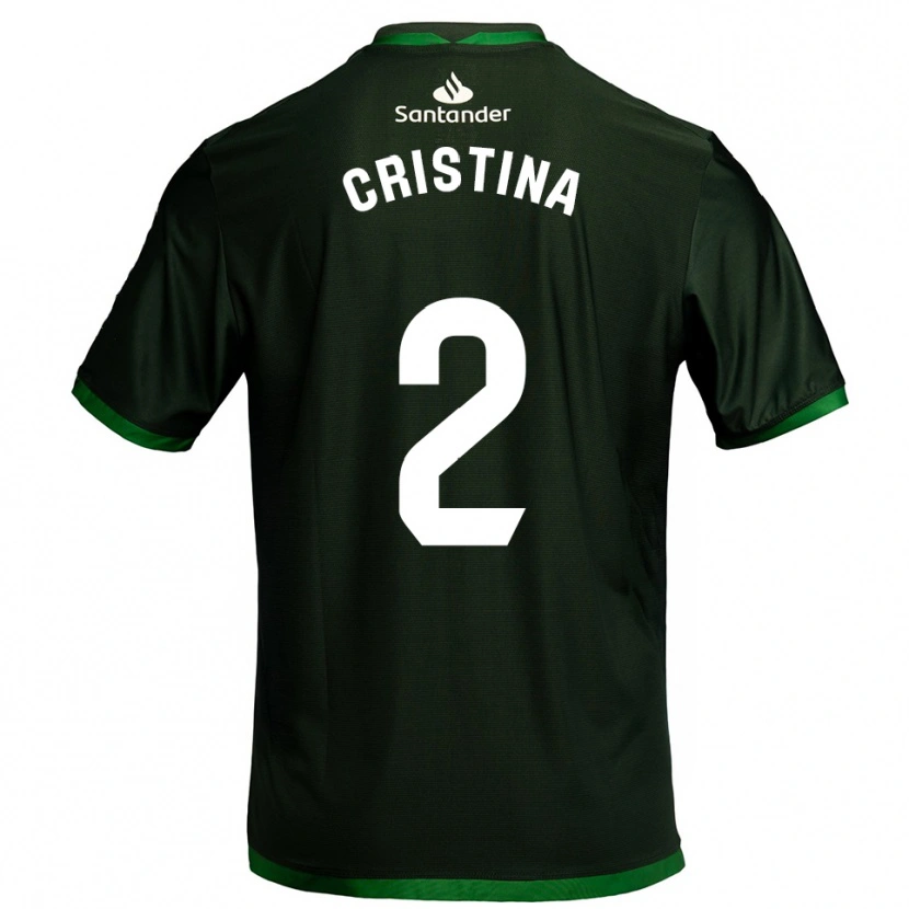 Danxen Homme Maillot Cristina Muñoz García #2 Vert Foncé Tenues Extérieur 2025/26 T-Shirt