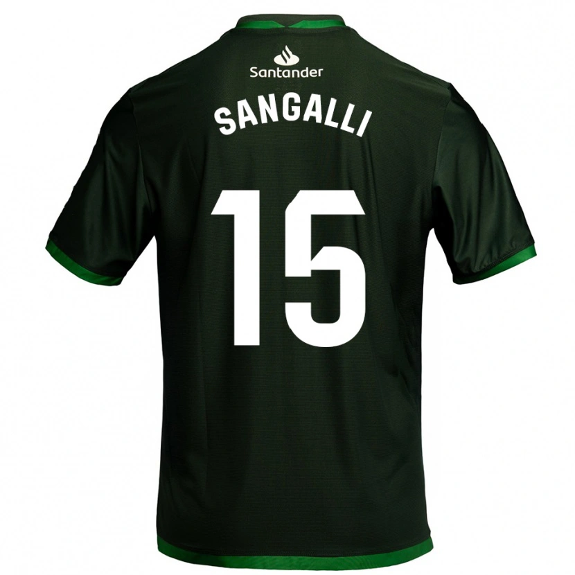 Danxen Homme Maillot Marco Sangalli #15 Vert Foncé Tenues Extérieur 2025/26 T-Shirt