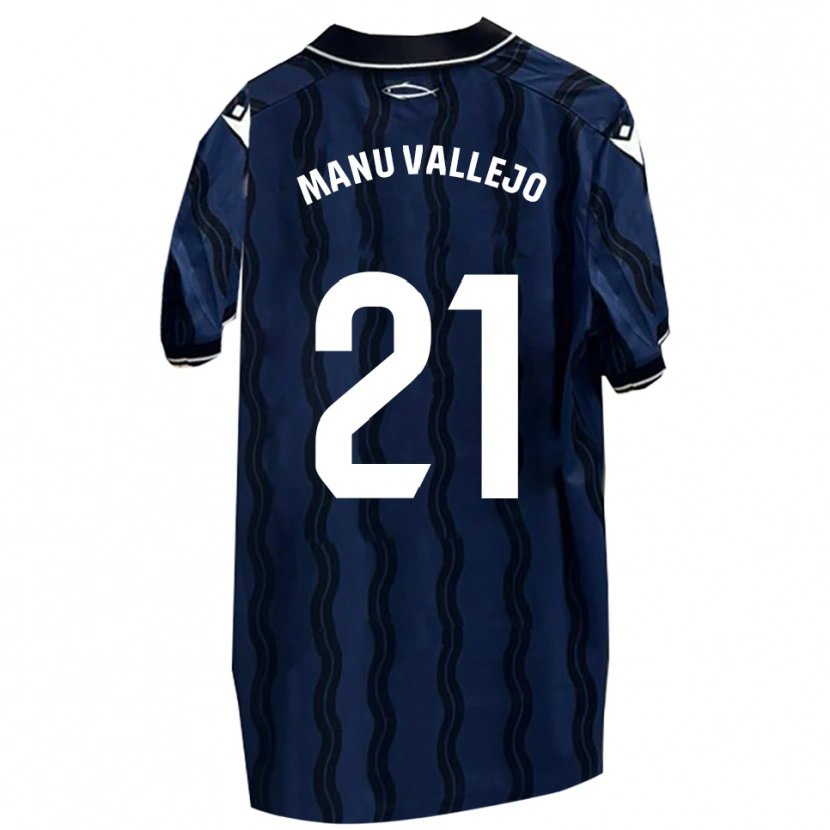 Danxen Homme Maillot Manu Vallejo #21 Bleu Foncé Noir Tenues Extérieur 2025/26 T-Shirt