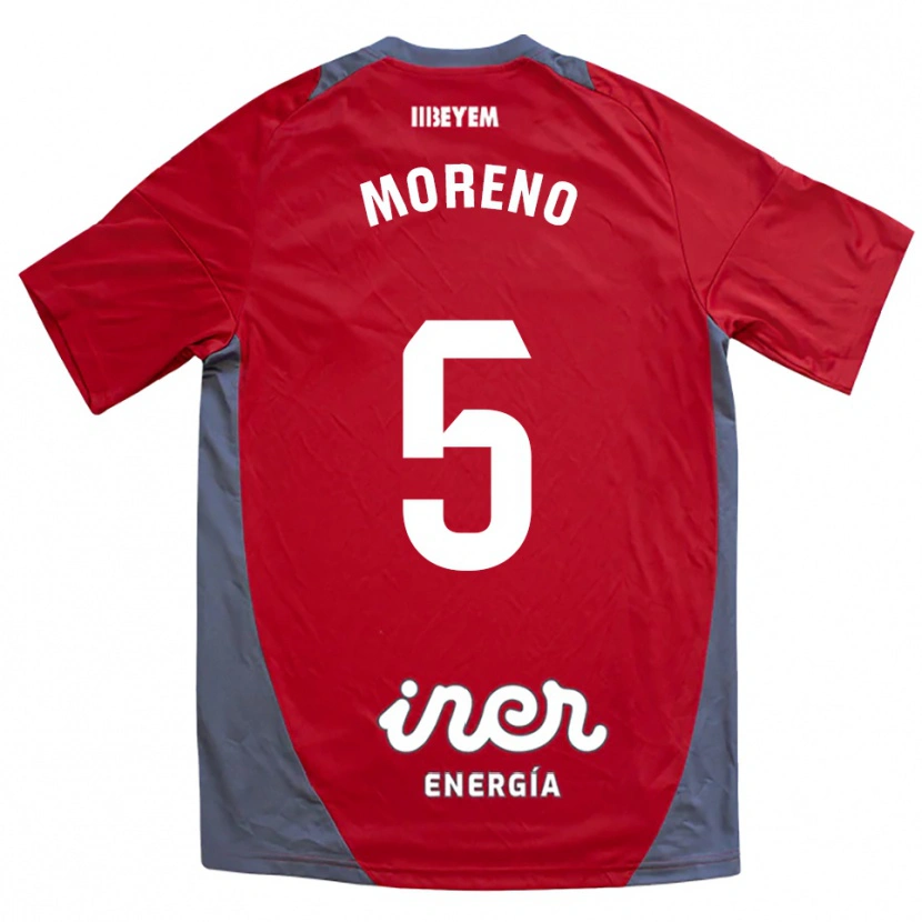 Danxen Homme Maillot Javi Moreno #5 Rouge Gris Tenues Extérieur 2025/26 T-Shirt