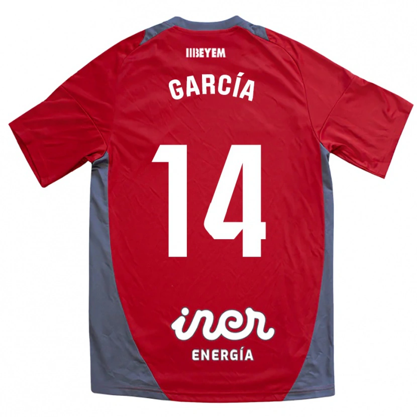 Danxen Homme Maillot Jon García #14 Rouge Gris Tenues Extérieur 2025/26 T-Shirt
