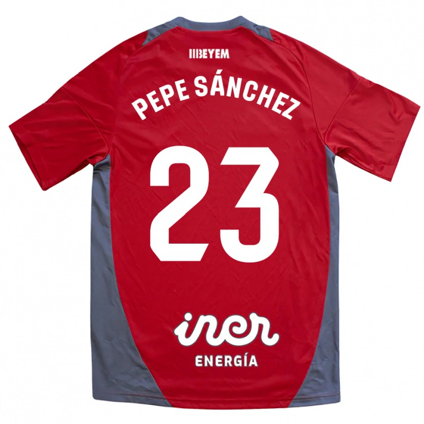 Danxen Homme Maillot Pepe Sánchez #23 Rouge Gris Tenues Extérieur 2025/26 T-Shirt