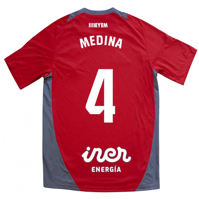 Danxen Homme Maillot Agus Medina #4 Rouge Gris Tenues Extérieur 2025/26 T-Shirt