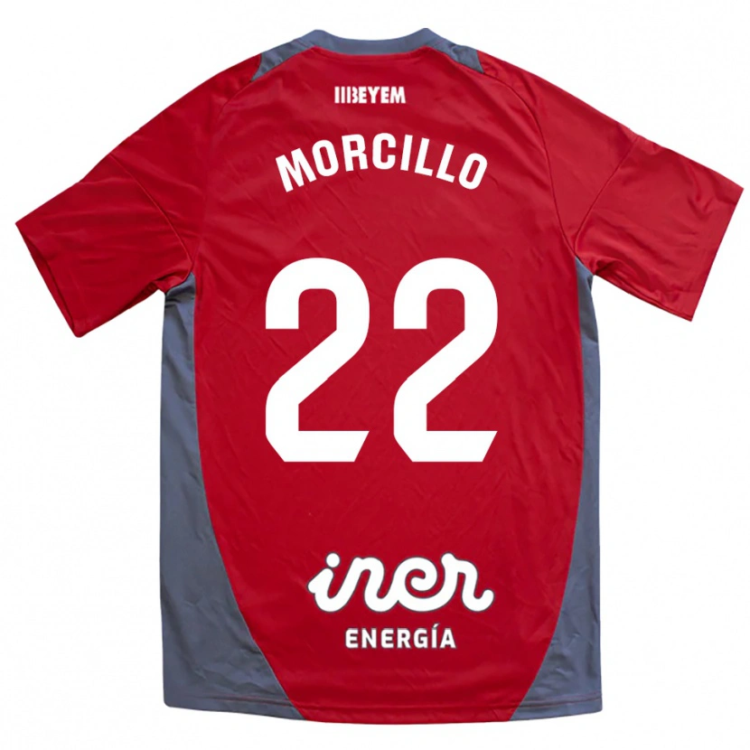 Danxen Homme Maillot Jon Morcillo #22 Rouge Gris Tenues Extérieur 2025/26 T-Shirt