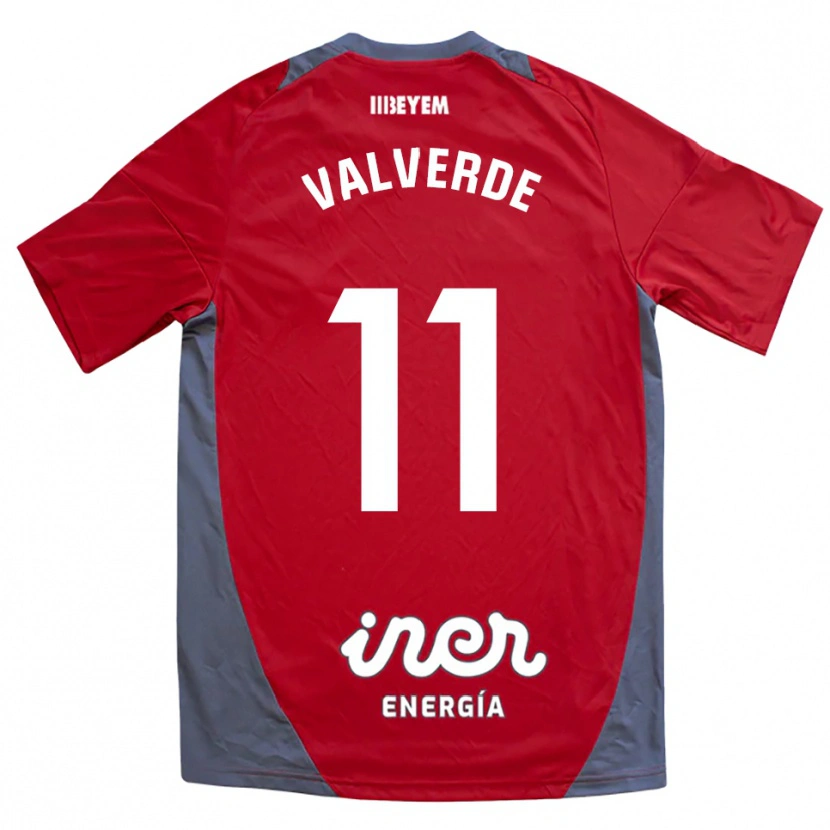 Danxen Homme Maillot Victor Valverde #11 Rouge Gris Tenues Extérieur 2025/26 T-Shirt