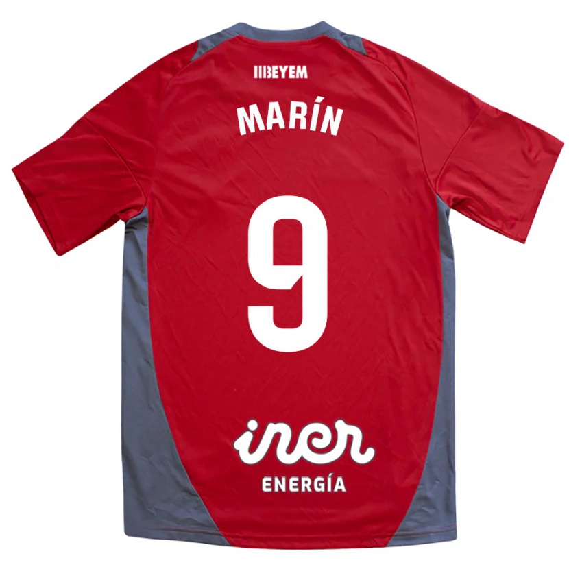 Danxen Homme Maillot Higinio Marín #9 Rouge Gris Tenues Extérieur 2025/26 T-Shirt