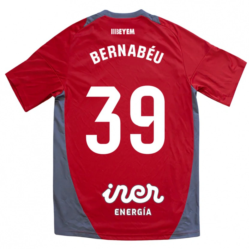 Danxen Homme Maillot Dani Bernabéu #39 Rouge Gris Tenues Extérieur 2025/26 T-Shirt