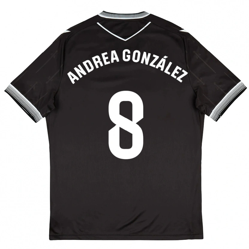 Danxen Homme Maillot Andrea González #8 Noir Blanc Tenues Extérieur 2025/26 T-Shirt