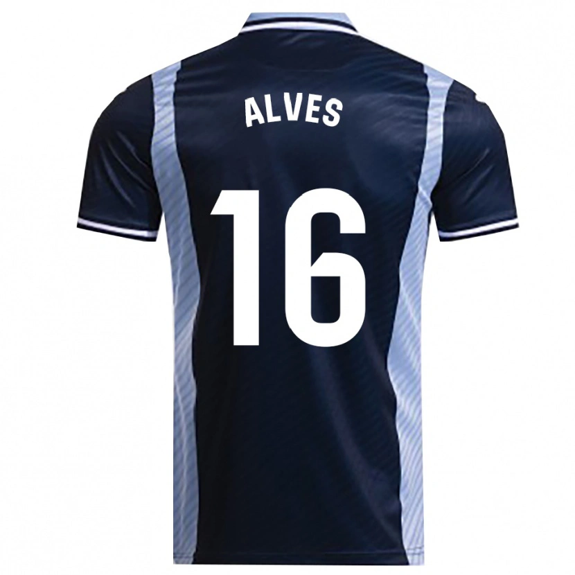 Danxen Homme Maillot Rubén Alves #16 Marine Bleu Ciel Tenues Extérieur 2025/26 T-Shirt