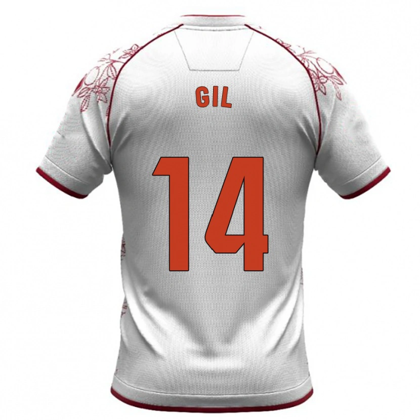 Danxen Homme Maillot Óscar Gil #14 Blanc Bourgogne Tenues Extérieur 2025/26 T-Shirt