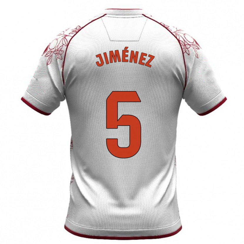 Danxen Homme Maillot Alberto Jiménez #5 Blanc Bourgogne Tenues Extérieur 2025/26 T-Shirt