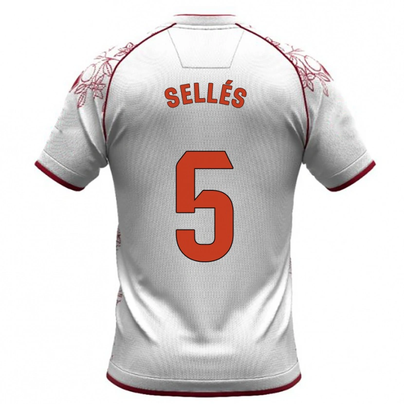 Danxen Homme Maillot David Sellés #5 Blanc Bourgogne Tenues Extérieur 2025/26 T-Shirt